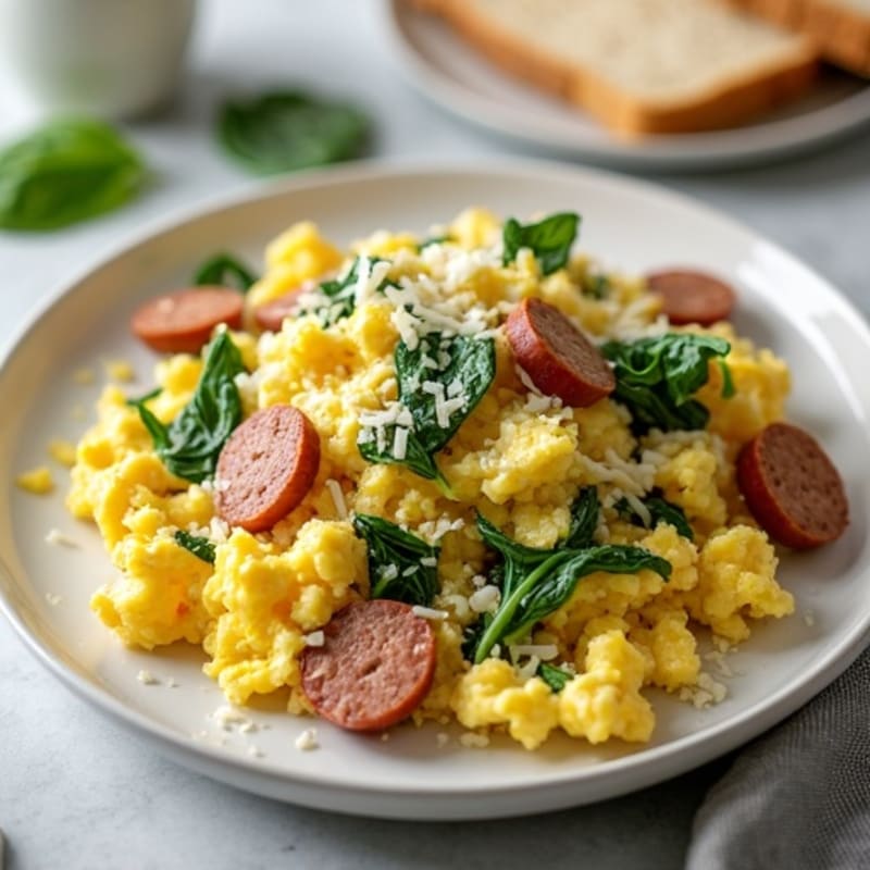 Egg White Scramble with Spinach and Turkey Sausage