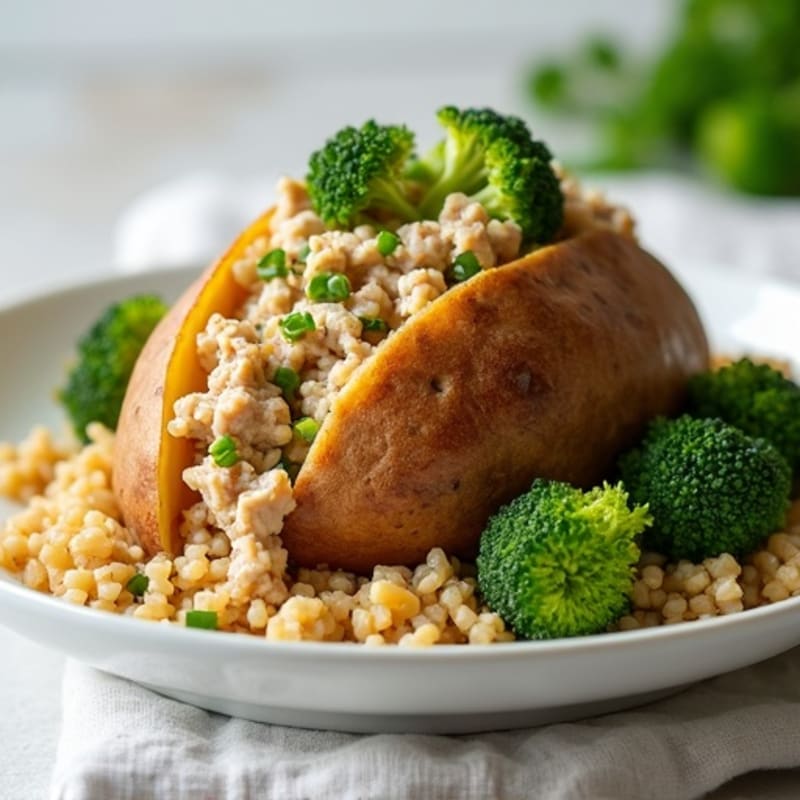 Lean Ground Turkey and Rice Stuffed Baked Potato