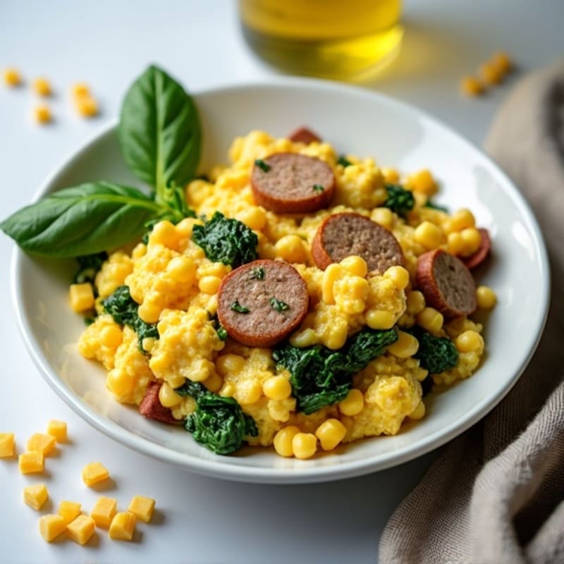Egg White Scramble with Turkey Sausage and Spinach