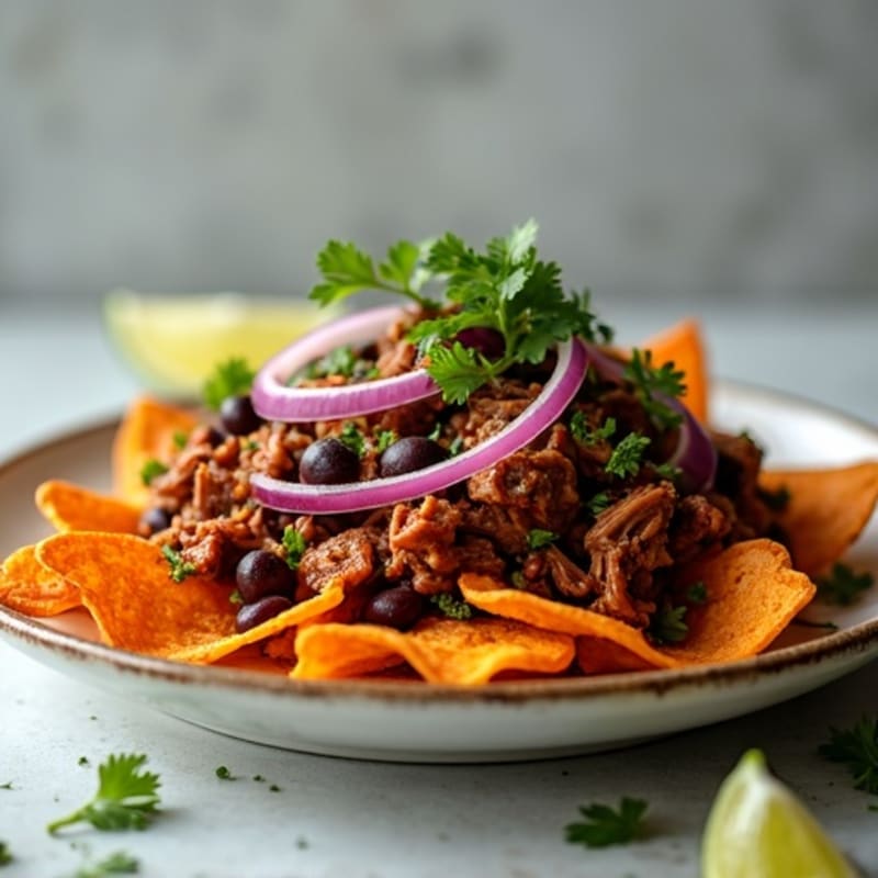 Pulled Pork with Crispy Sweet Potato Nachos