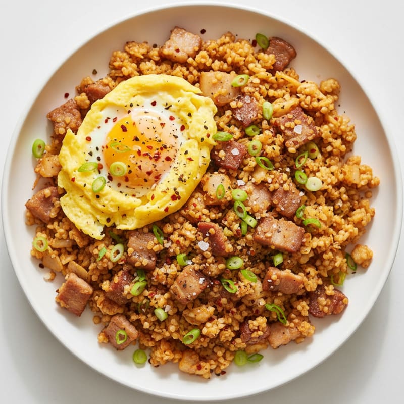 Crispy Kimchi Fried Rice with Pork Belly