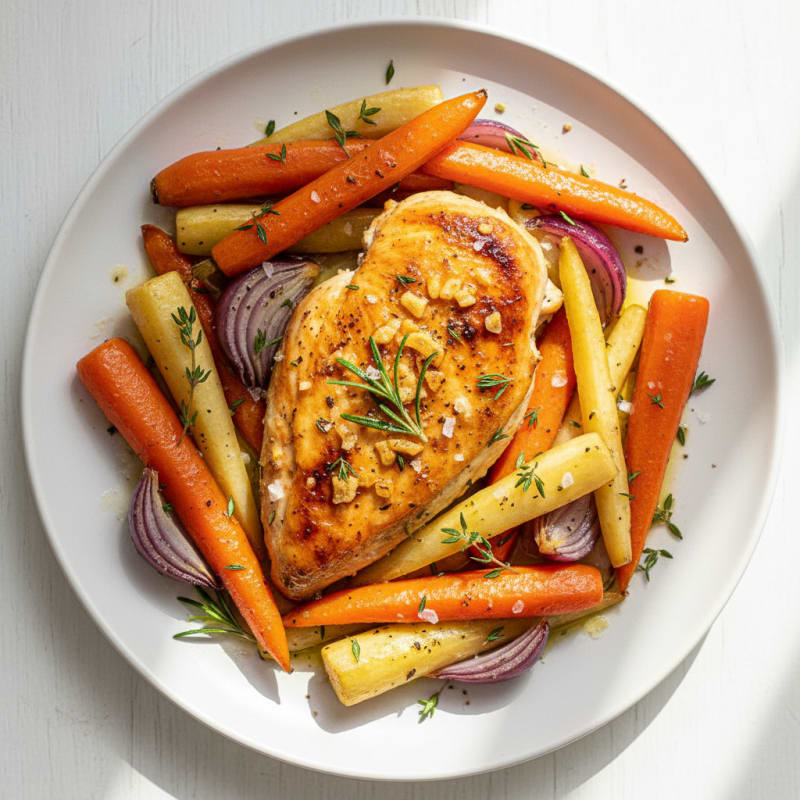 Garlic Herb Roasted Chicken with Root Vegetables