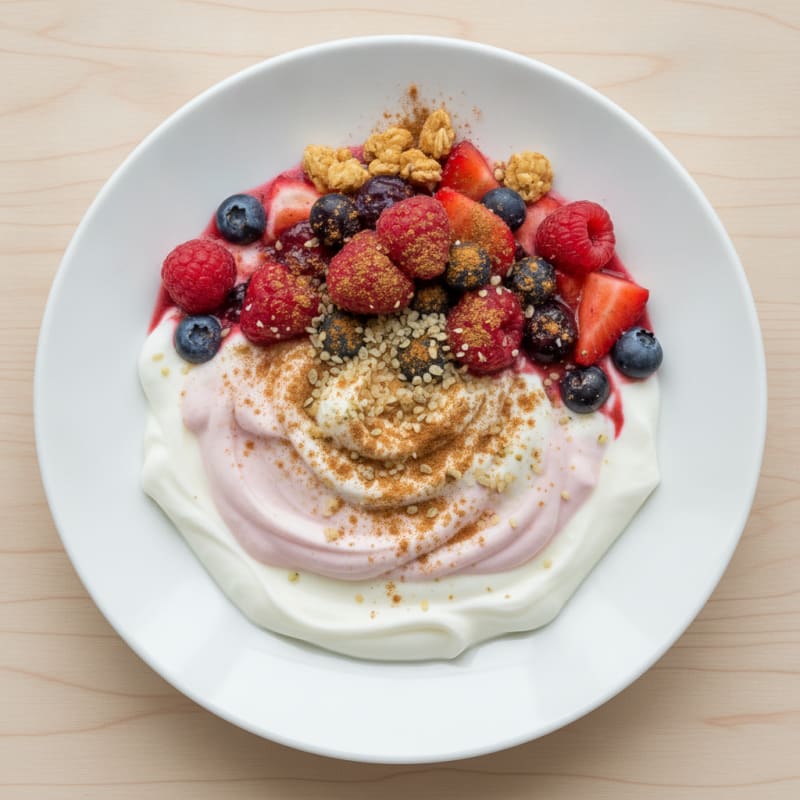 Greek Yogurt Protein Parfait with Mixed Berries