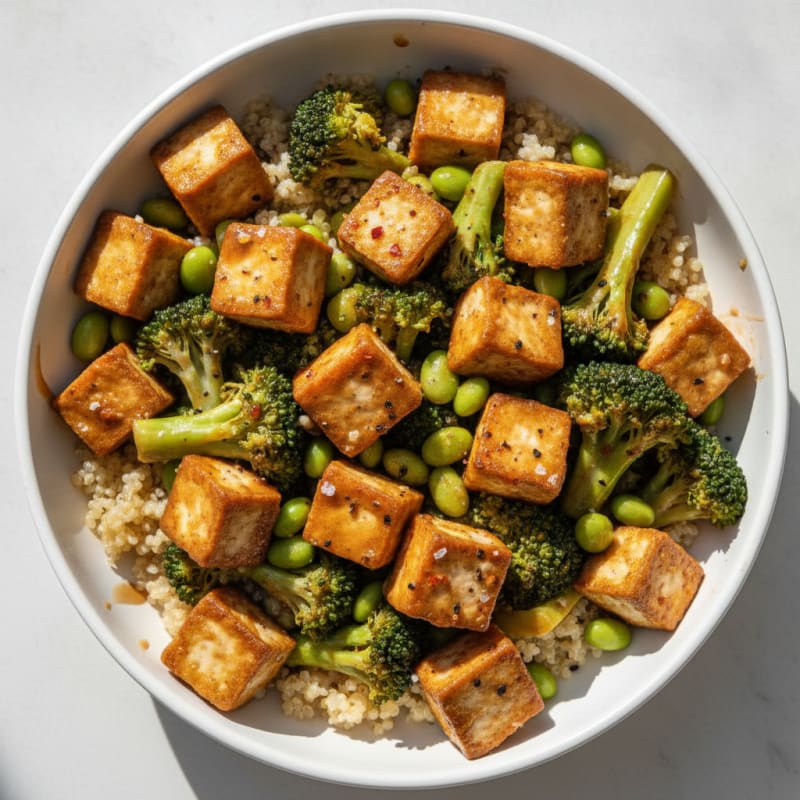 Ginger-Garlic Tofu and Broccoli Bowl