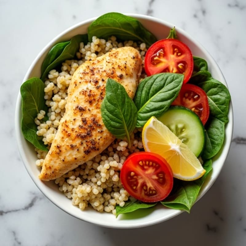 Lemon-Herb Chicken Quinoa Bowl with Fresh Vegetables