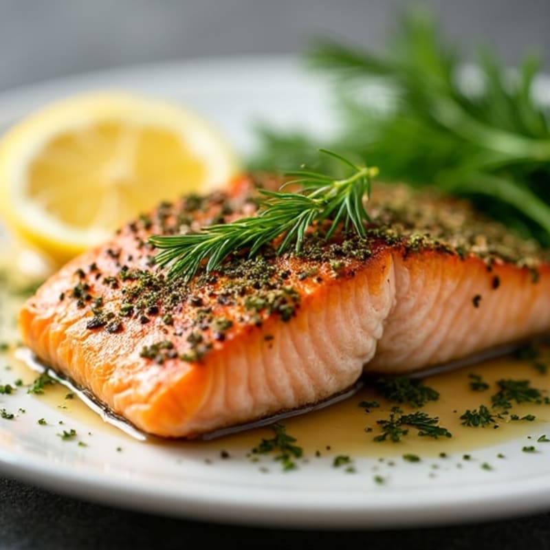 Herb-Crusted Pan Seared Salmon with Lemon