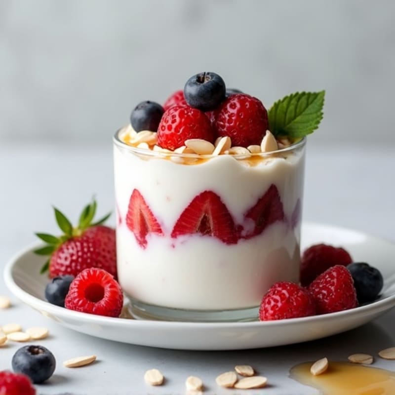 Greek Yogurt Protein Parfait with Mixed Berries