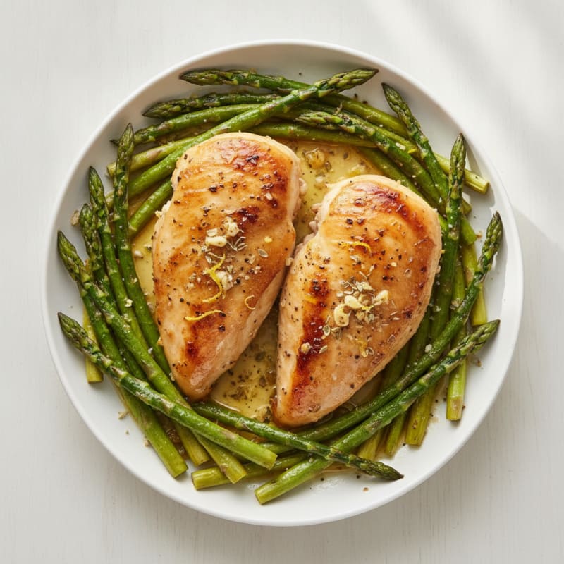 Lemon Herb Roasted Chicken with Asparagus