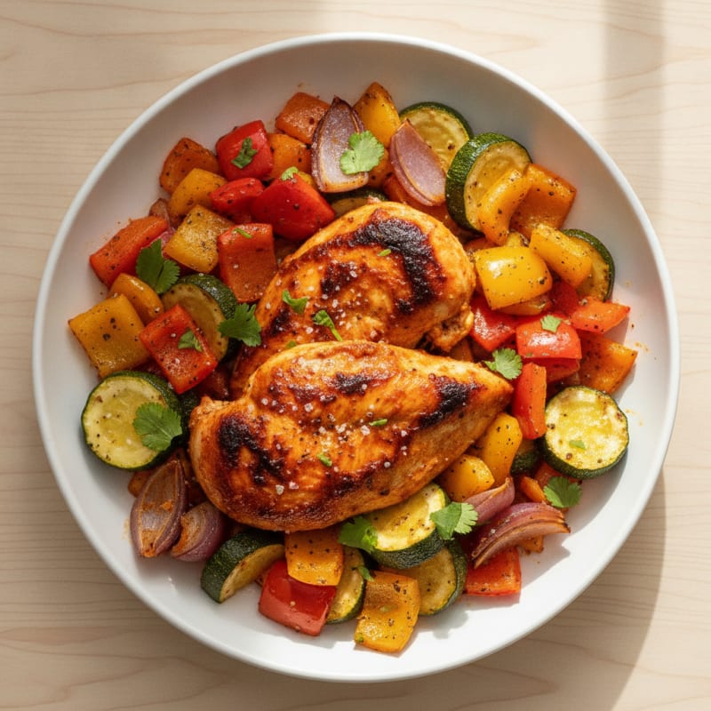 Spicy Harissa Chicken with Roasted Vegetables