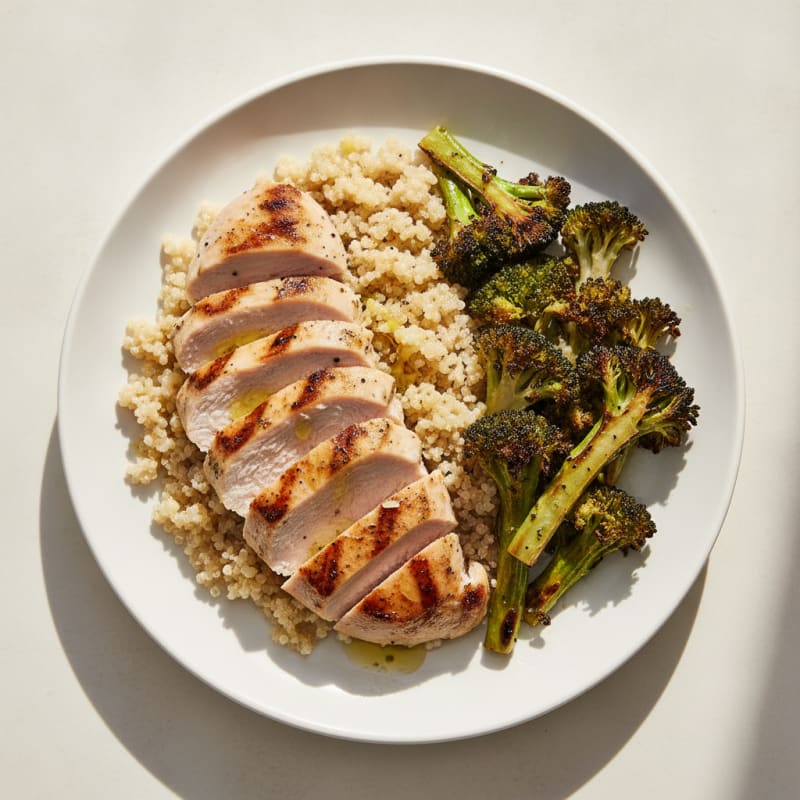 Grilled Turkey Breast with Quinoa and Roasted Broccoli