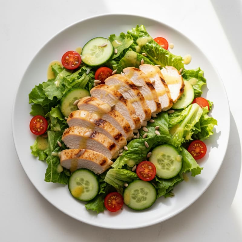Grilled Turkey Breast Salad with Crisp Romaine and Lemon Vinaigrette