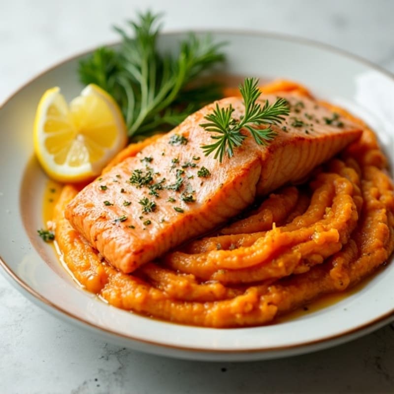 Lemon-Herb Roasted Salmon with Whipped Sweet Potatoes