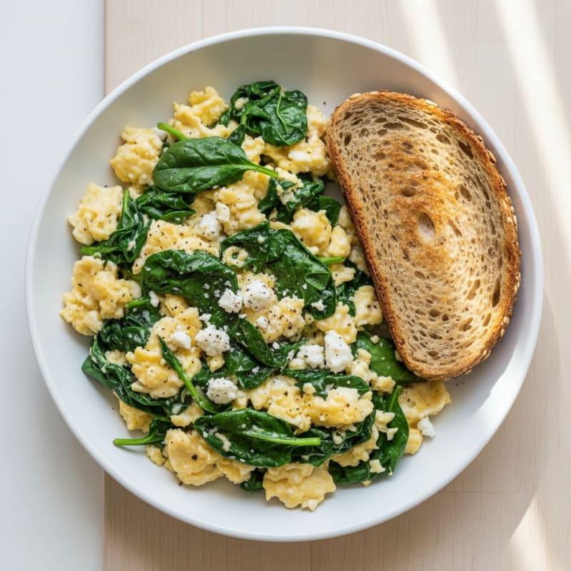 Creamy Spinach and Feta Scramble