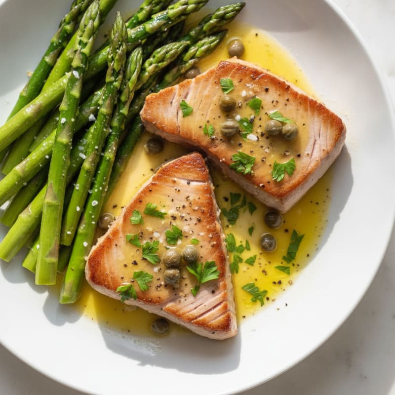 Pan-Seared Tuna with Lemon-Herb Sauce