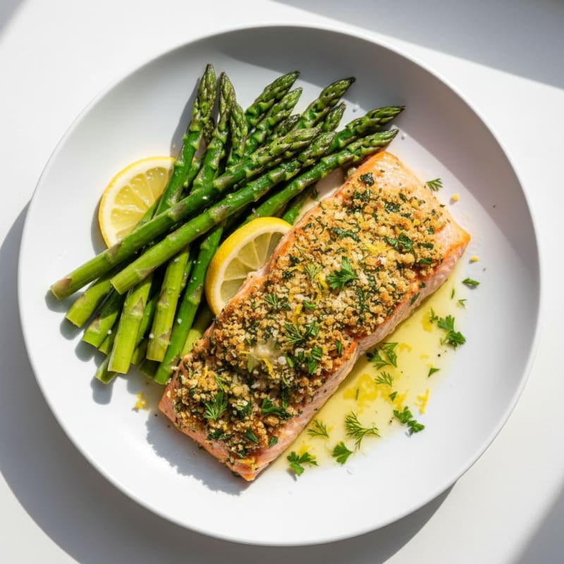 Herb-Crusted Salmon with Roasted Asparagus