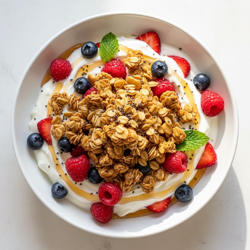 Creamy Greek Yogurt Parfait with Protein Granola and Berries