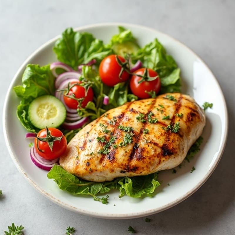 Grilled Lemon-Herb Chicken with Fresh Crispy Green Salad