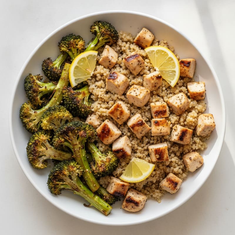 Grilled Chicken and Quinoa Power Bowl with Roasted Broccoli
