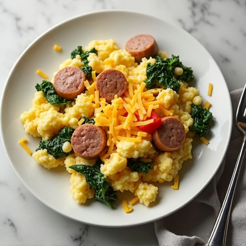 Egg White and Turkey Sausage Scramble with Spinach
