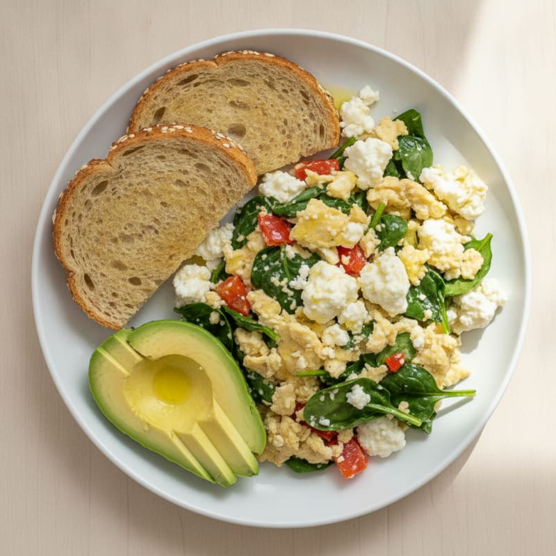 Egg White Veggie Scramble with Cottage Cheese