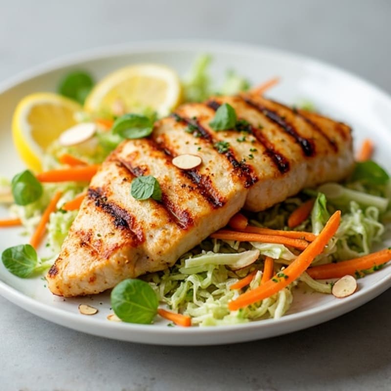 Grilled Chicken Breast with Crunchy Cabbage Slaw