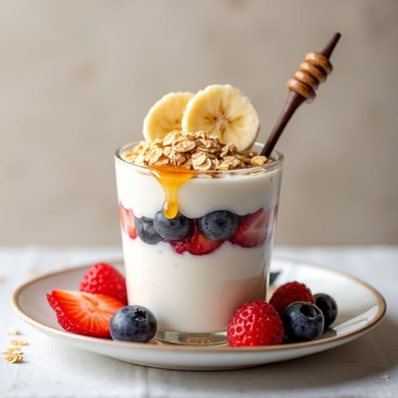 Greek Yogurt Protein Parfait with Sliced Fruit