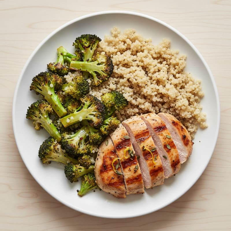 Grilled Turkey Breast with Roasted Broccoli and Quinoa