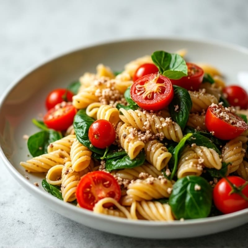 Protein-Packed Turkey Spinach Pasta with Roasted Tomatoes