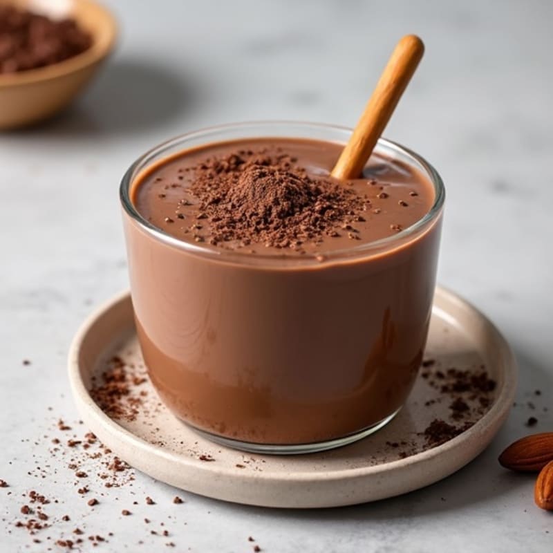 Silky Chocolate Protein Pudding with Almond Butter and Chia Seeds