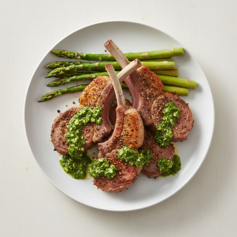 Smoky Herb-Crusted Lamb Chops with Zesty Chimichurri