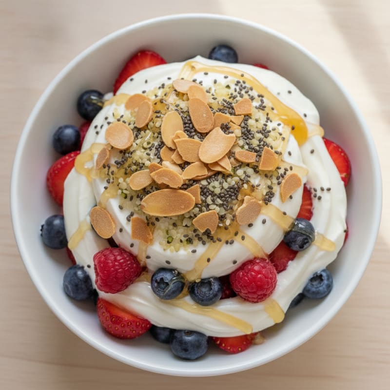Greek Yogurt Protein Parfait with Mixed Berries