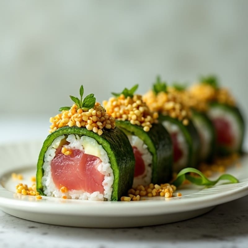 Fresh Tuna Avocado Roll with Cucumber Crunch