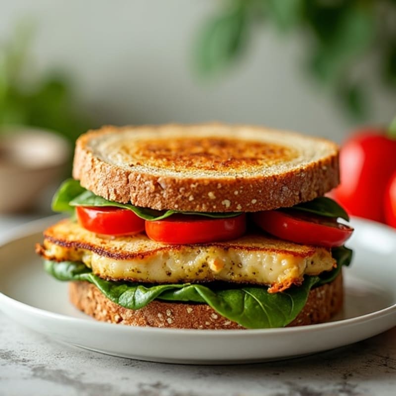 Grilled Pesto Chicken Sandwich with Roasted Red Peppers