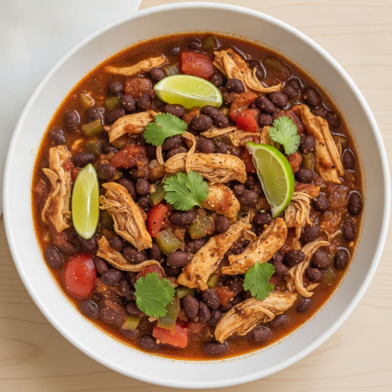 Shredded Chicken and Black Bean Chili