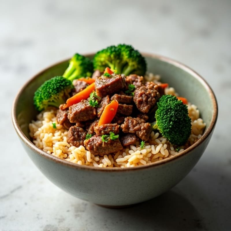 Lean Beef & Crispy Broccoli Stir-Fry Rice Bowl