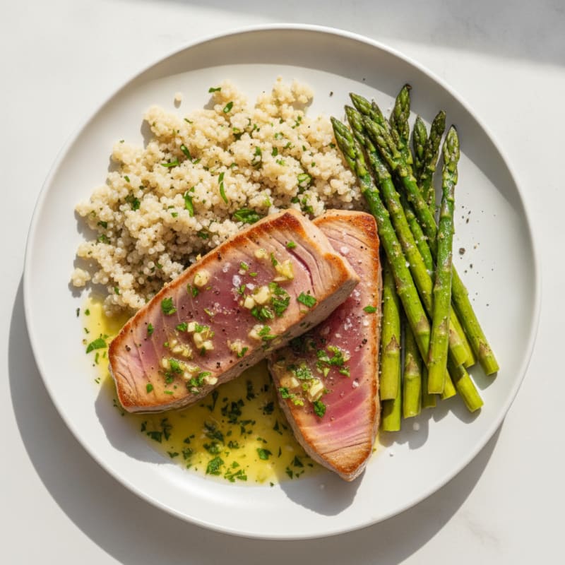 Seared Tuna with Lemon-Herb Sauce