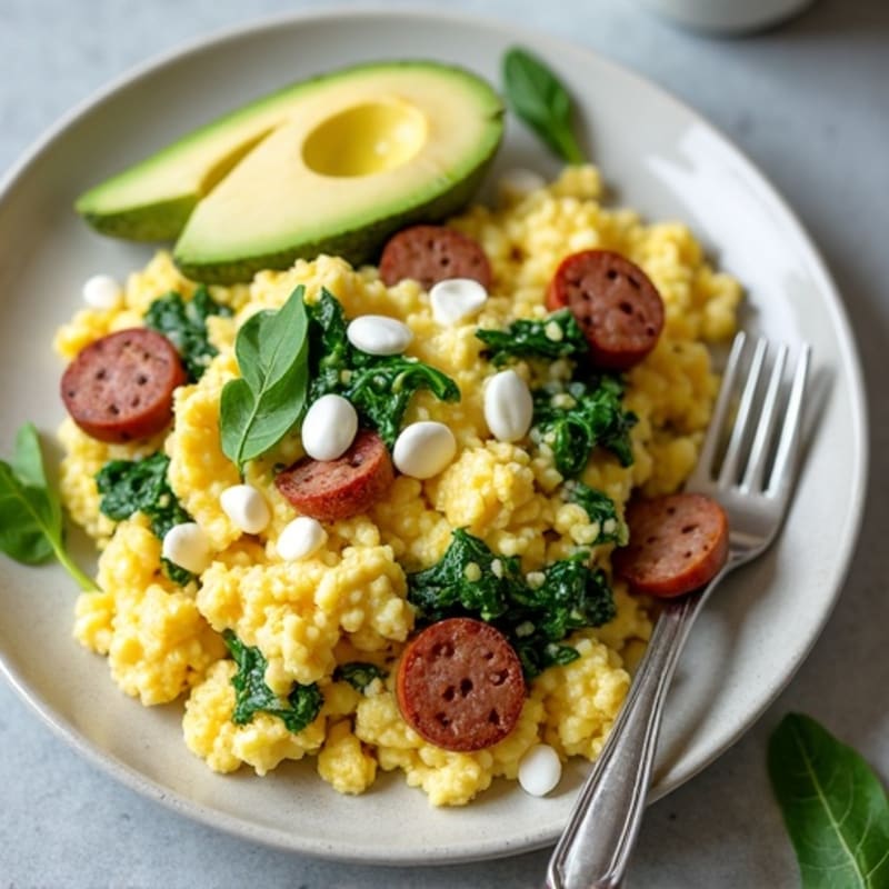 Egg White Scramble with Spinach and Turkey Sausage