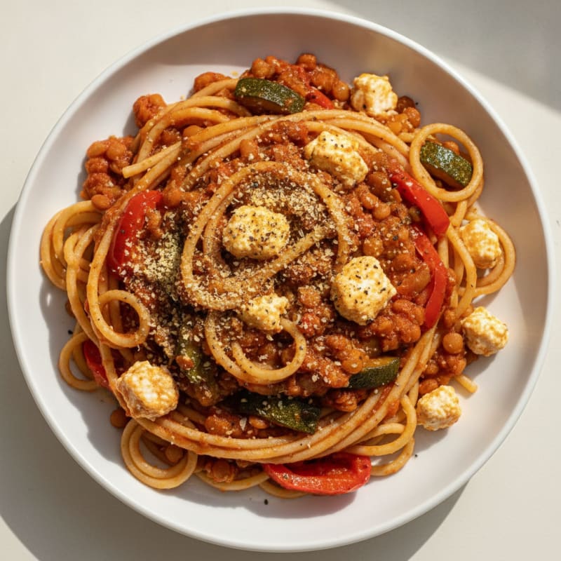 Garden Vegetable Spaghetti with Marinara