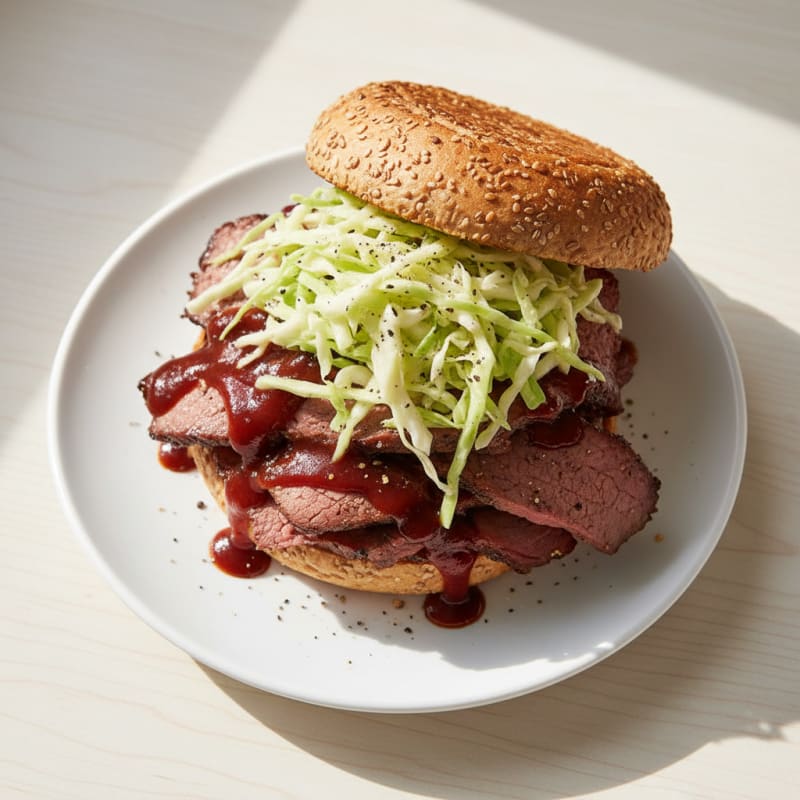 Smoky Brisket Sandwich with Tangy Slaw