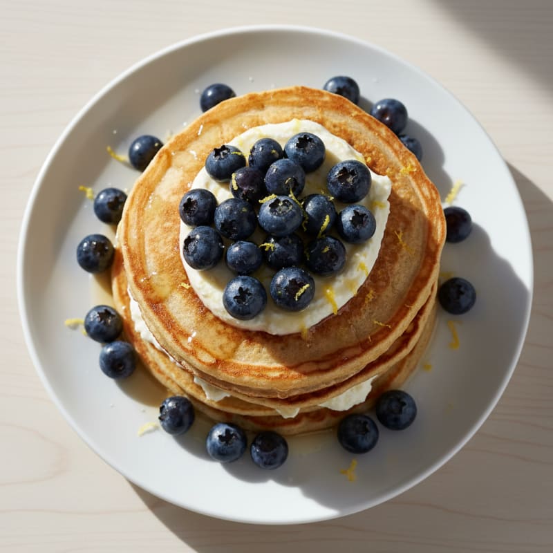 Blueberry Ricotta Pancakes with Lemon Zest