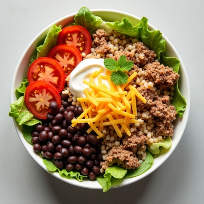 Lean Ground Beef Cheeseburger Bowl with Creamy Special Sauce