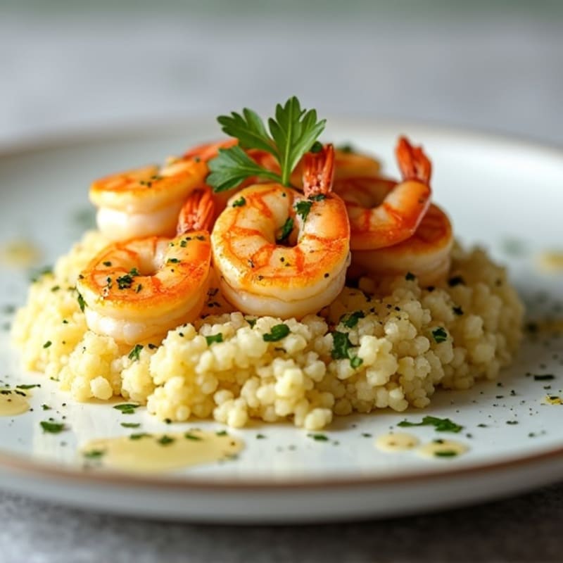 Garlic-Lemon Pan Seared Shrimp with Herb Cauliflower Rice