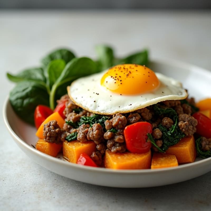 Hearty Ground Beef and Sweet Potato Hash