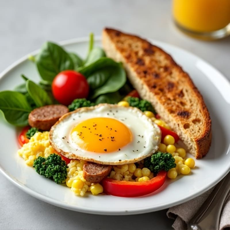 Egg White Scramble with Turkey Sausage and Spinach