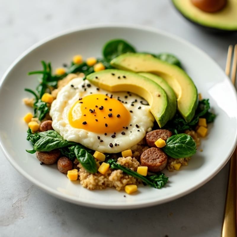 Egg White Scramble with Spinach and Turkey Sausage
