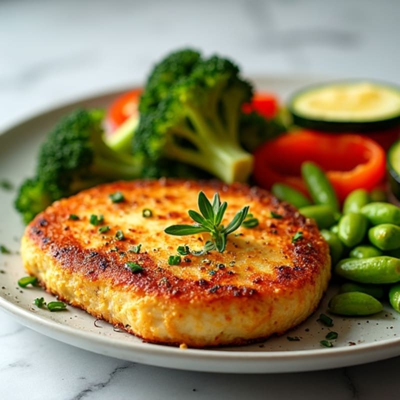 Crispy Herbed Tofu Steak with Roasted Vegetables