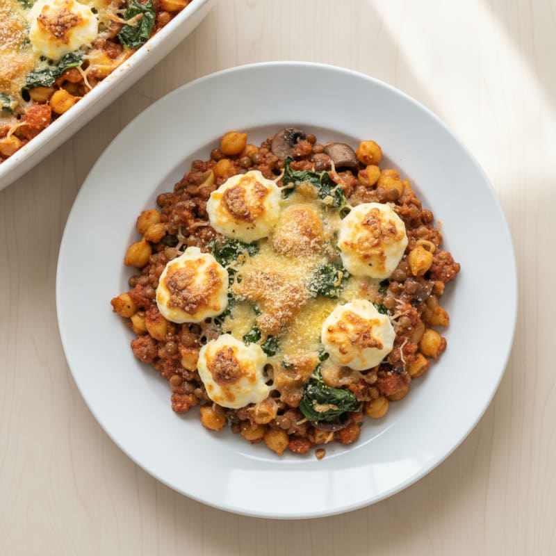 Lentil Bolognese Pasta Bake