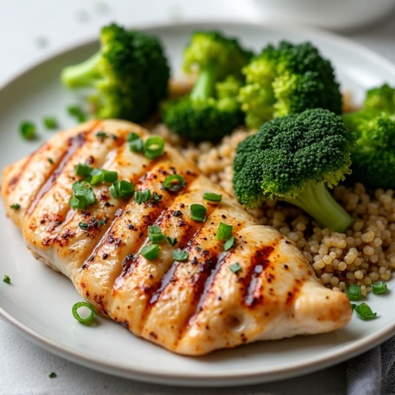 Grilled Chicken Breast with Roasted Broccoli and Quinoa