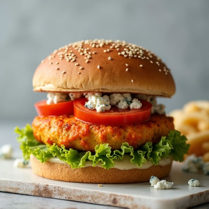 Grilled Spicy Buffalo Chicken Burgers with Blue Cheese