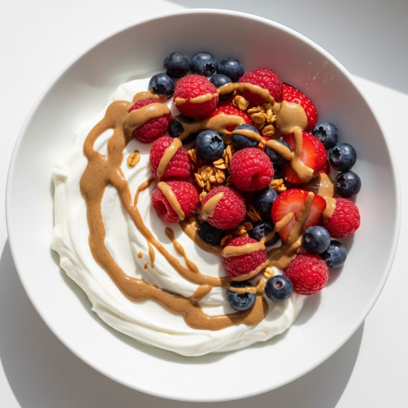 Greek Yogurt Protein Bowl with Mixed Berries and Almond Butter